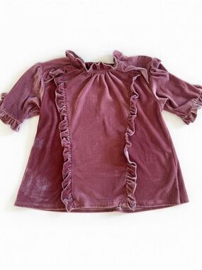 POL Girls Velvet Ruffle Blouse - Dusty Mauve
